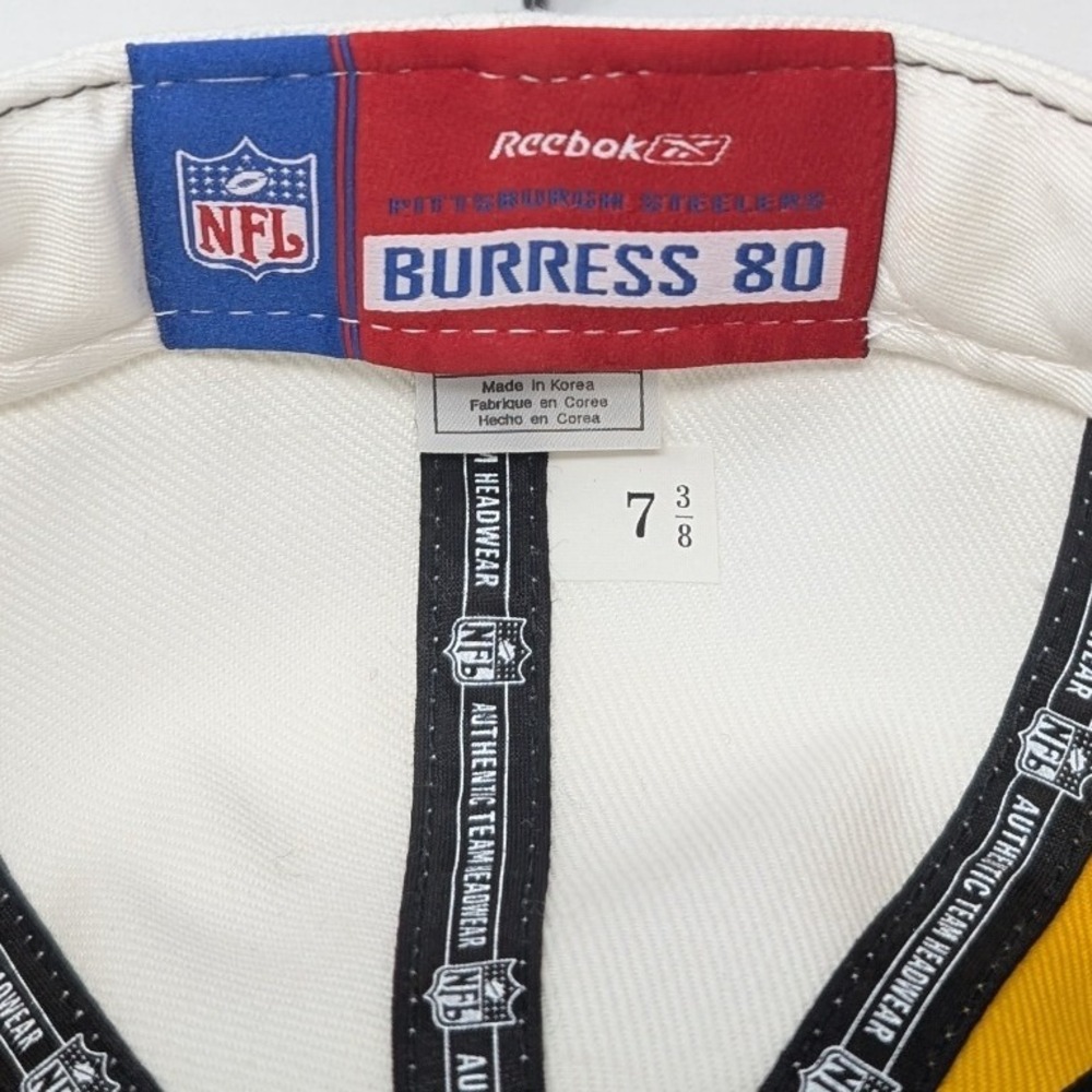 Reebok NWT Authentic Steelers Burress 80 Fitted Hat 7 3/8 Wool Flat Brim - Picture 11 of 12